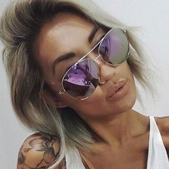 Pink Gold Mirrored Statement Aviator Sunglasses - Picture 2 of 4